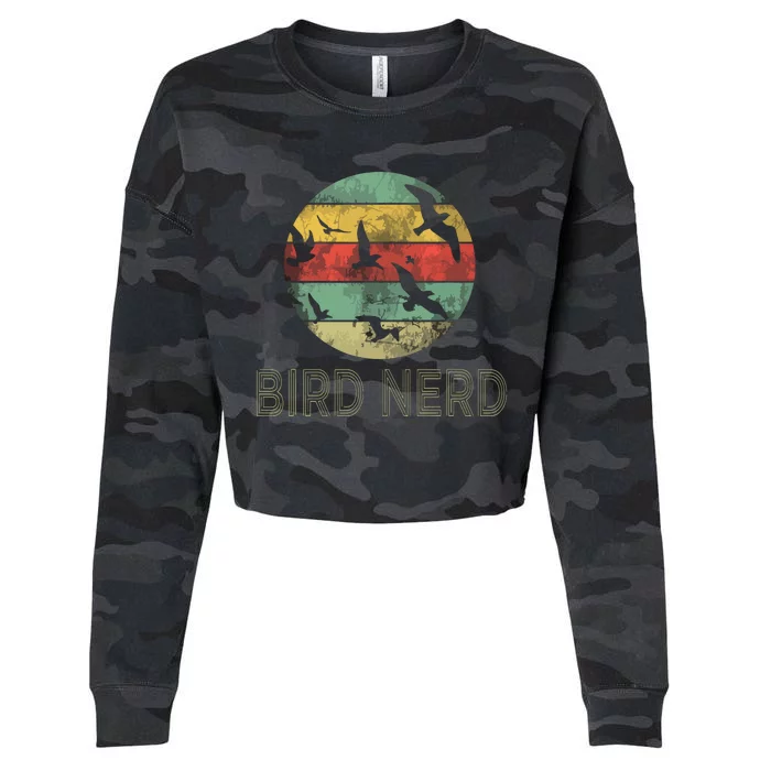 Retro Vintage Birding Bird Watching Funny Bird Watcher Cropped Pullover Crew