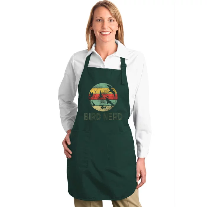 Retro Vintage Birding Bird Watching Funny Bird Watcher Full-Length Apron With Pocket