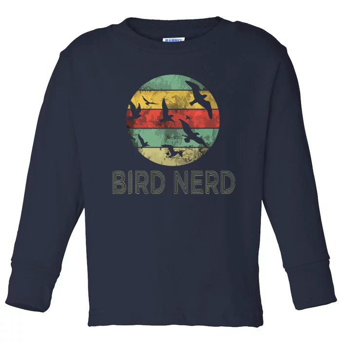 Retro Vintage Birding Bird Watching Funny Bird Watcher Toddler Long Sleeve Shirt