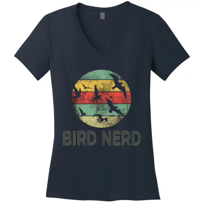 Retro Vintage Birding Bird Watching Funny Bird Watcher Women's V-Neck T-Shirt