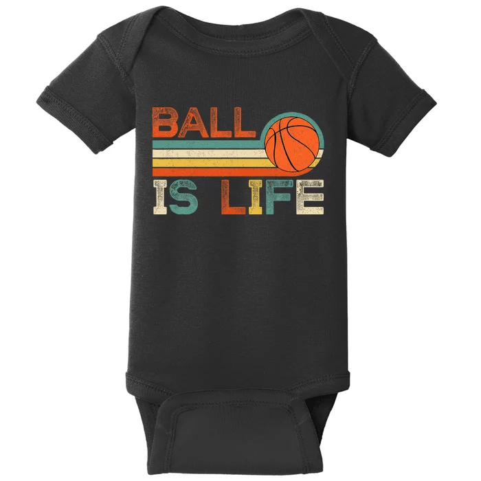 Retro Vintage Ball Is Life Basketball Fans Lover Baby Bodysuit