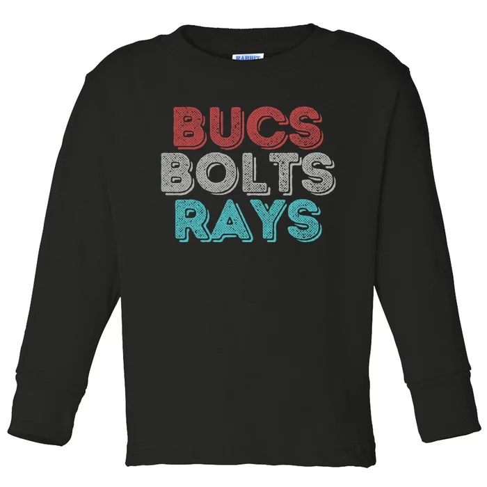 Retro Vintage Bucs Bolts Rays Toddler Long Sleeve Shirt