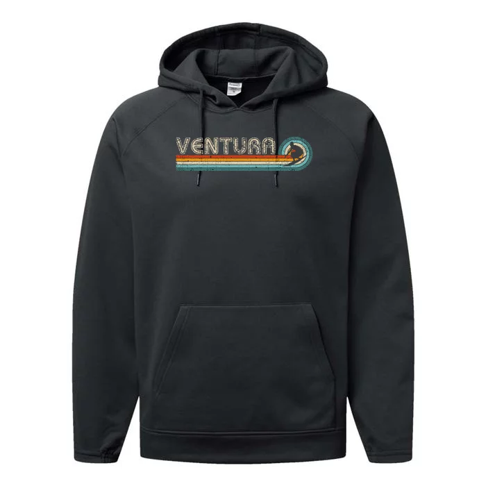 Retro Ventura California Surfing Outfit 1980s Ventura Performance Fleece Hoodie