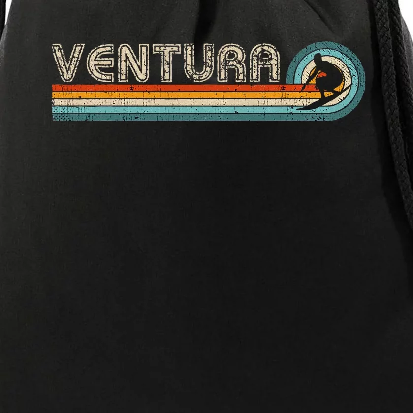 Retro Ventura California Surfing Outfit 1980s Ventura Drawstring Bag