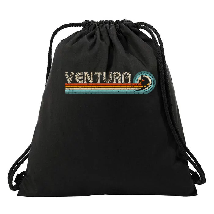 Retro Ventura California Surfing Outfit 1980s Ventura Drawstring Bag