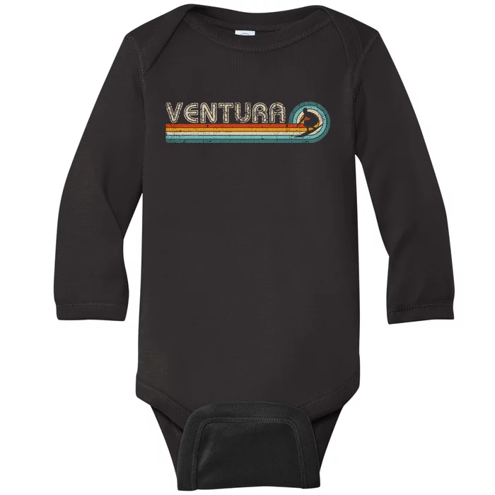 Retro Ventura California Surfing Outfit 1980s Ventura Baby Long Sleeve Bodysuit