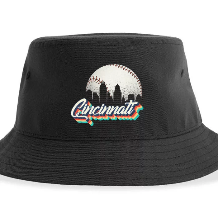 Retro Vintage Cincinnati City Baseball Lovers Baseball Fans Sustainable Bucket Hat