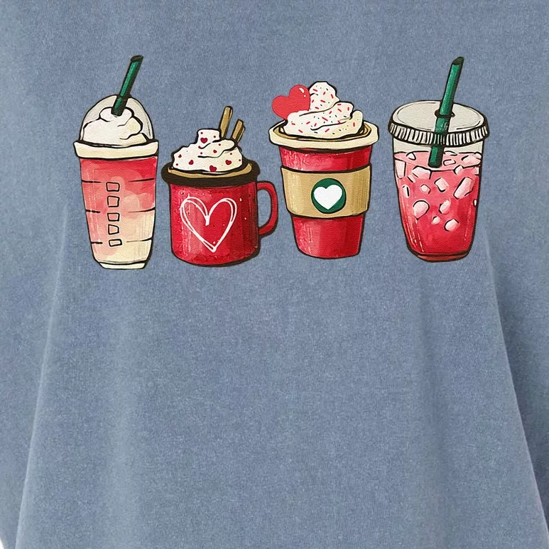 Retro Valentine Coffee Heart Valentine Mugs Coffee Lover Garment-Dyed Women's Muscle Tee