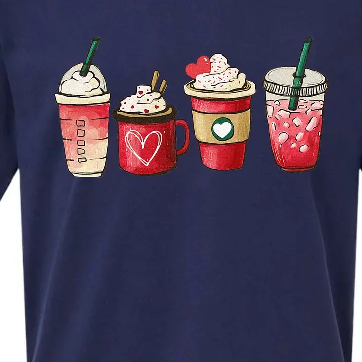 Retro Valentine Coffee Heart Valentine Mugs Coffee Lover Sueded Cloud Jersey T-Shirt