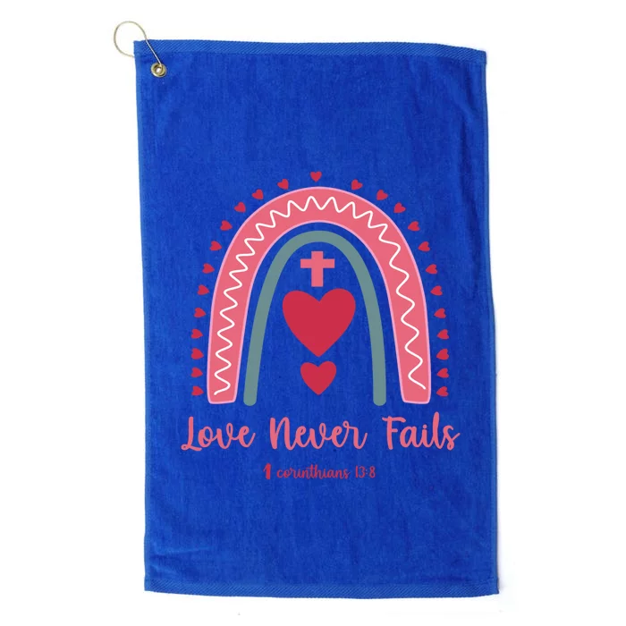 Religious Valentines Christian Love Never Fails Rainbow Great Gift Platinum Collection Golf Towel