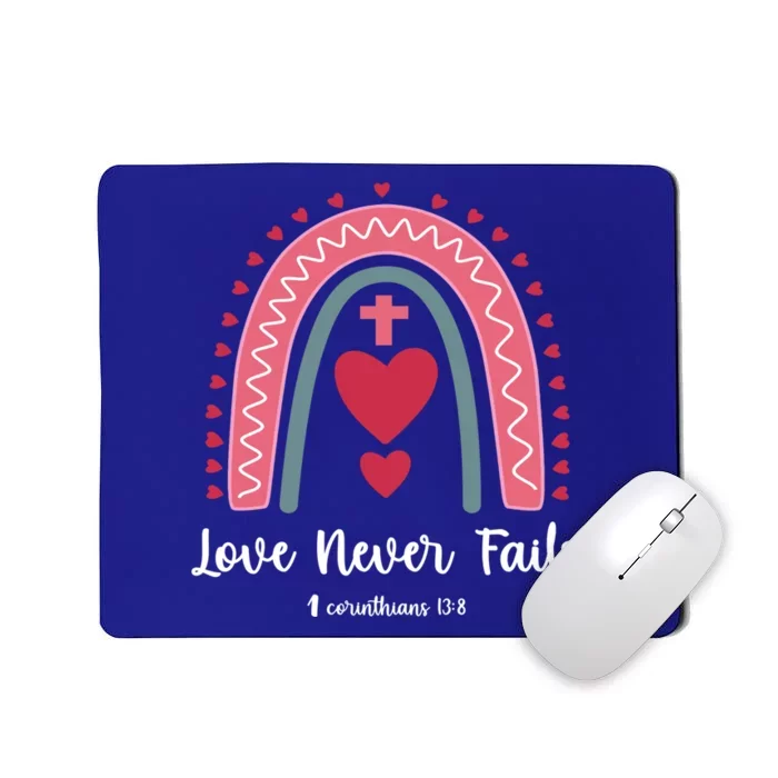 Religious Valentines Christian Love Never Fails Rainbow Gift Mousepad