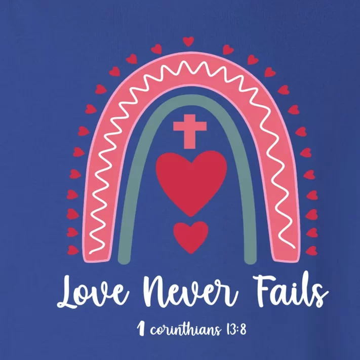 Religious Valentines Christian Love Never Fails Rainbow Gift Toddler Long Sleeve Shirt