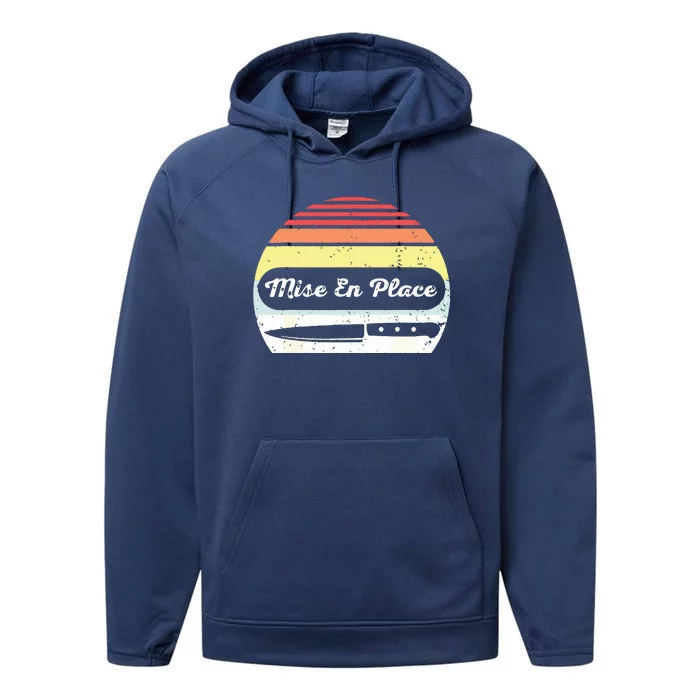 Retro Vintage Chef Mise En Place Performance Fleece Hoodie