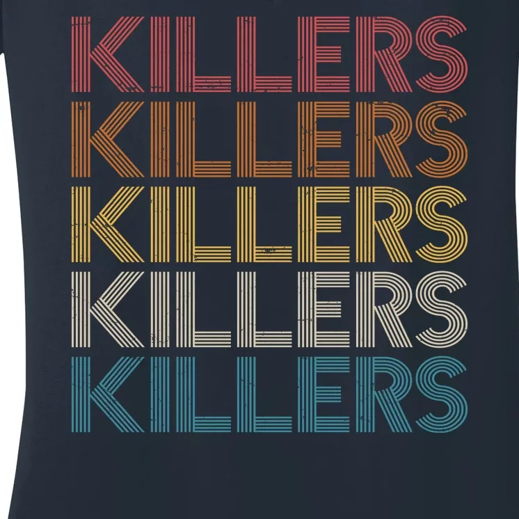 Retro Vintage Colors Killers Logo Women's V-Neck T-Shirt