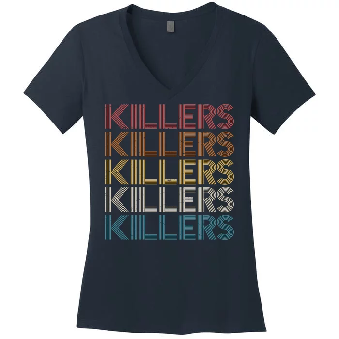 Retro Vintage Colors Killers Logo Women's V-Neck T-Shirt