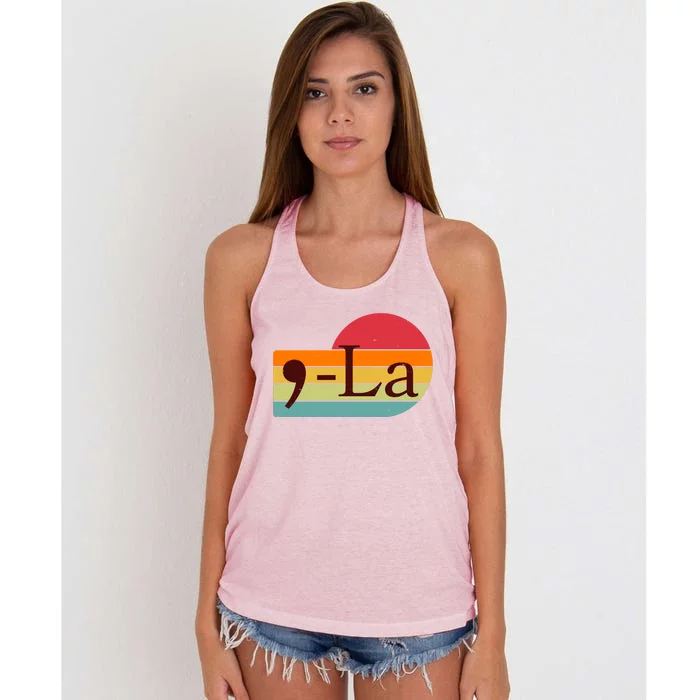 Retro Vintage Comma La Kamala Harris 2024 Women's Knotted Racerback Tank