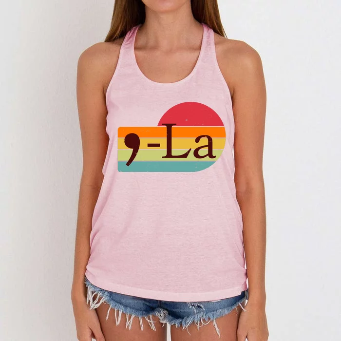 Retro Vintage Comma La Kamala Harris 2024 Women's Knotted Racerback Tank