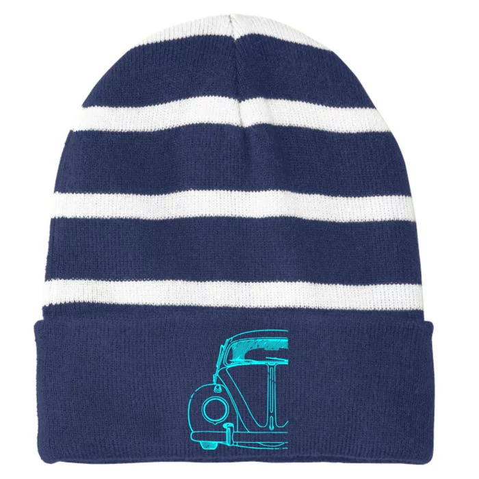 Retro Vintage Car Striped Beanie with Solid Band