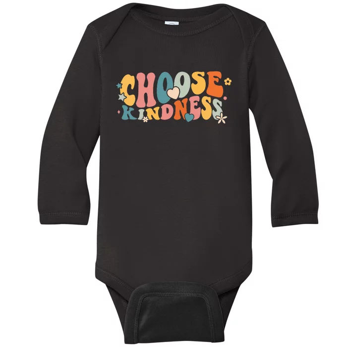 Retro Vintage Choose Kindness Lover Be Kind Baby Long Sleeve Bodysuit