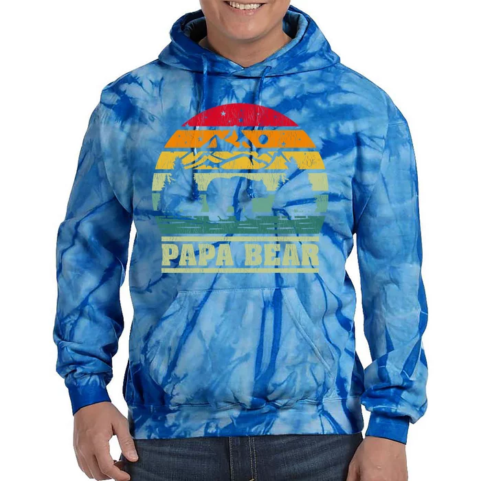 Retro Vintage Camping Lover Papa Bear Camper Gift Tie Dye Hoodie