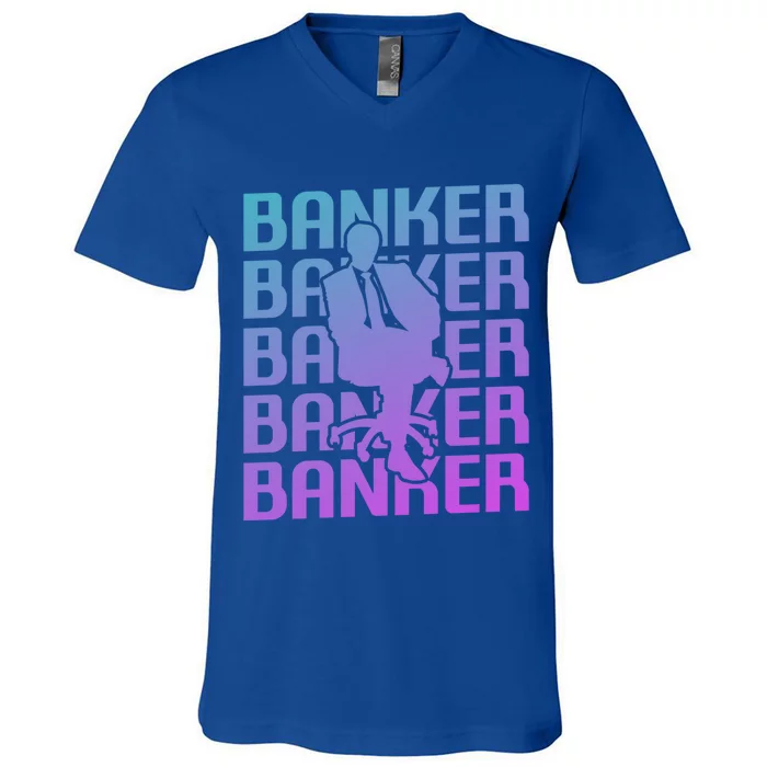 Retro Vintage Classic Banker Banking Gift V-Neck T-Shirt