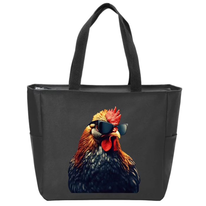 Retro Vintage Chicken Cool Rooster Wearing Sunglasses Zip Tote Bag