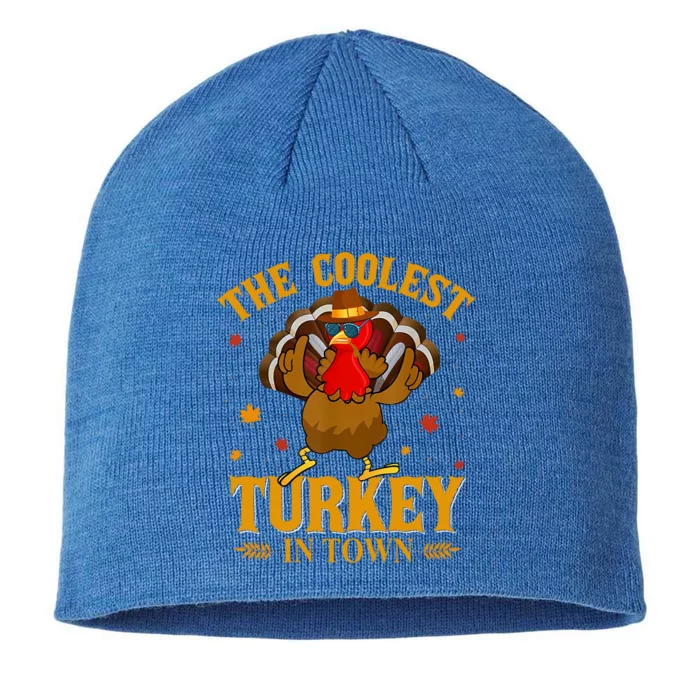 Retro Vintage Coolest Turkey In Town Fall Thanksgiving Cute Gift 8 1/2in Sustainable Knit Beanie