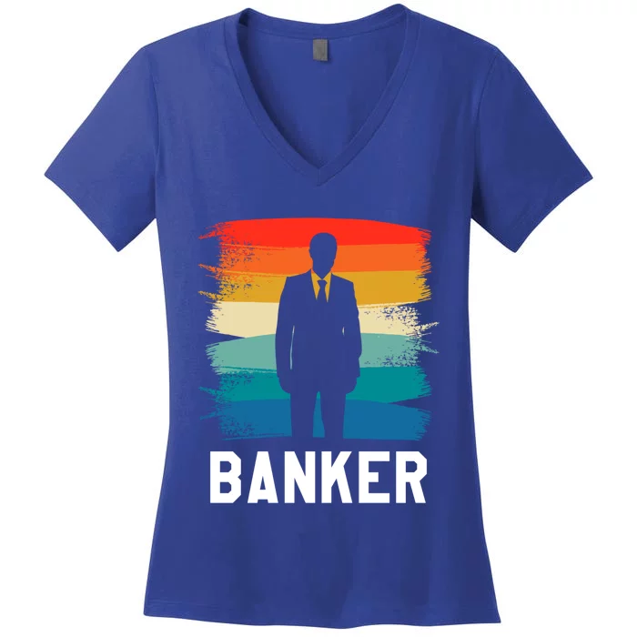 Retro Vintage Classic Banker Banking Gift Women's V-Neck T-Shirt