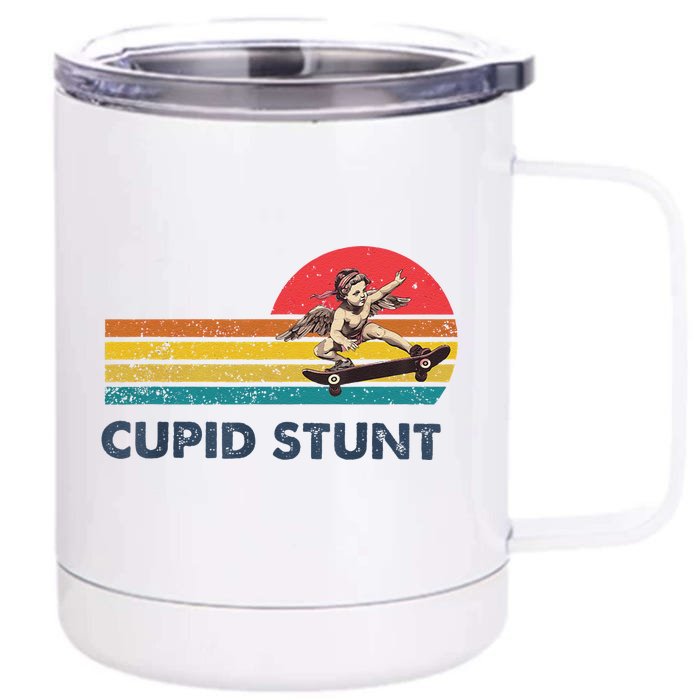 Retro Vintage Cupid Stunt Unhinged Cringe Funny Front & Back 12oz Stainless Steel Tumbler Cup