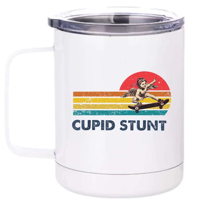 Retro Vintage Cupid Stunt Unhinged Cringe Funny Front & Back 12oz Stainless Steel Tumbler Cup