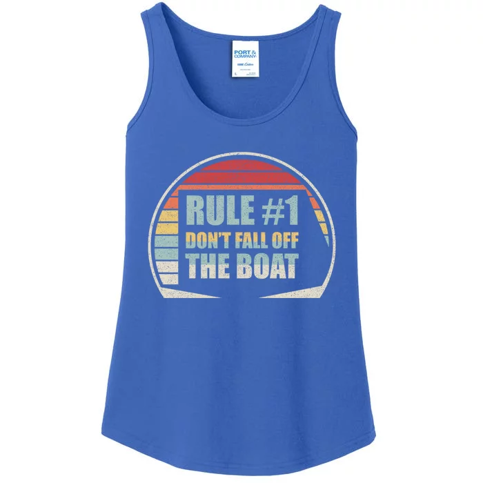 Retro Vintage Cruise Rule #1 Dont Fall Off The Boat Cool Gift Ladies Essential Tank