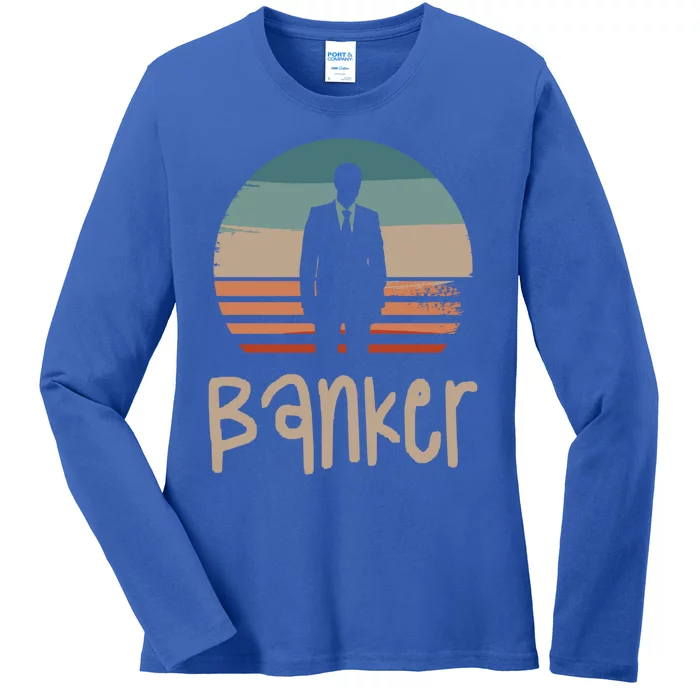 Retro Vintage Classic Banker Banking Gift Ladies Long Sleeve Shirt