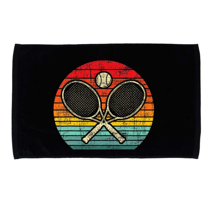 Retro Vintage Crossed Tennis Racket Sports Lover Microfiber Hand Towel