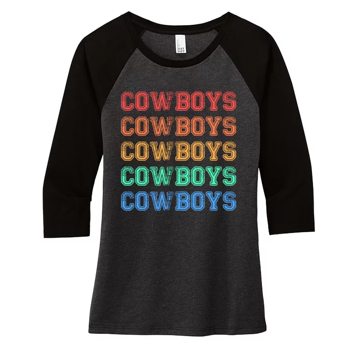 Retro Vintage Classic Cowboy Women's Tri-Blend 3/4-Sleeve Raglan Shirt