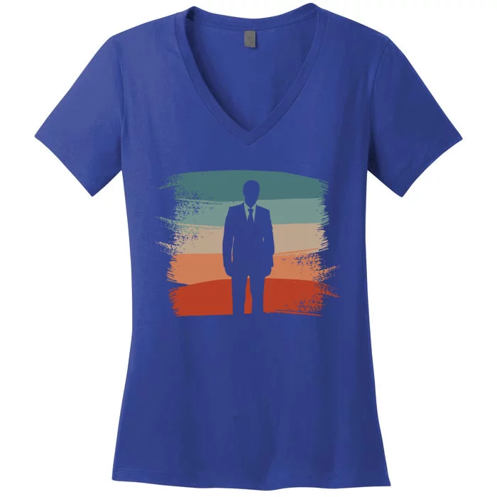 Retro Vintage Classic Banker Banking Gift Women's V-Neck T-Shirt