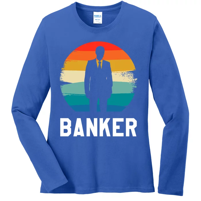 Retro Vintage Classic Banker Banking Cute Gift Ladies Long Sleeve Shirt