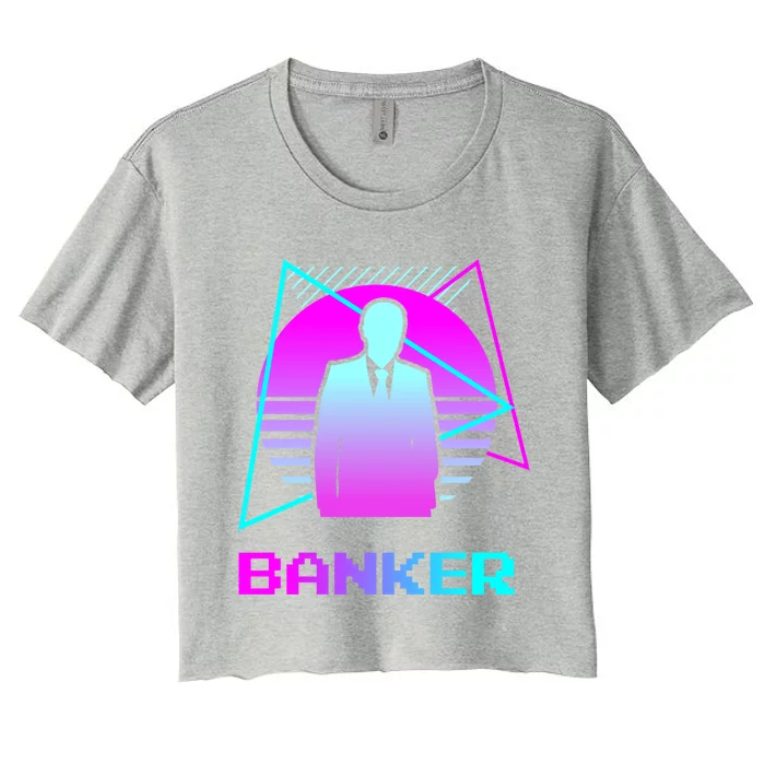 Retro Vintage Classic Banker Banking Gift Women's Crop Top Tee