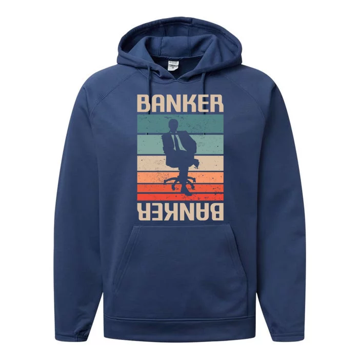 Retro Vintage Classic Banker Banking Funny Gift Performance Fleece Hoodie