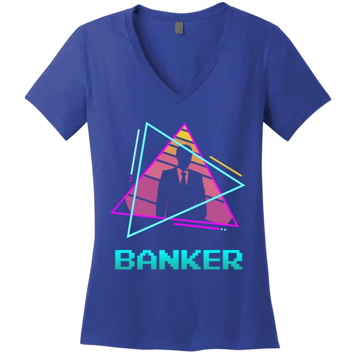 Retro Vintage Classic Banker Banking Great Gift Women's V-Neck T-Shirt