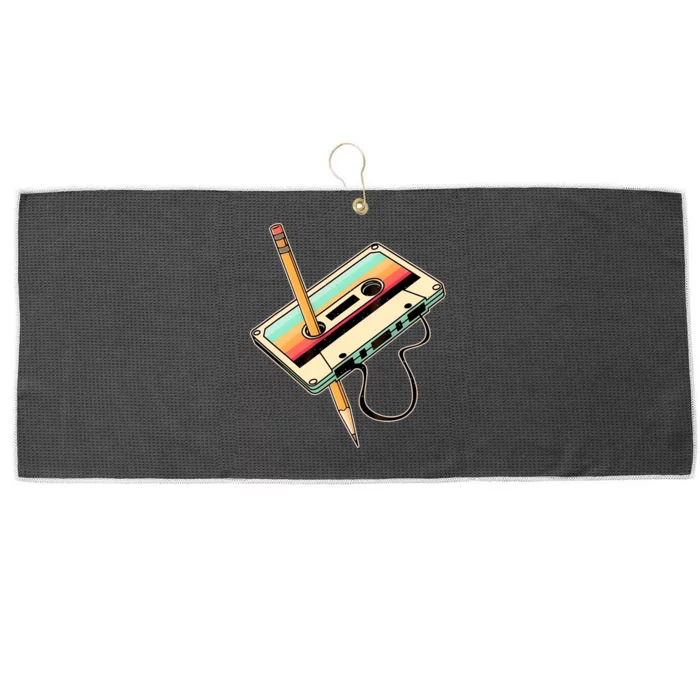 Retro Vintage Cassette Tape Pencil 70s 80s 90s Music Mixtape Large Microfiber Waffle Golf Towel