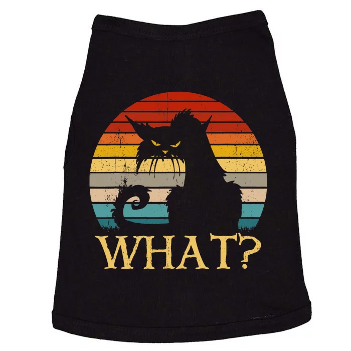 Retro Vintage Cat What? Funny Black Cat, Murderous Cat Doggie Tank