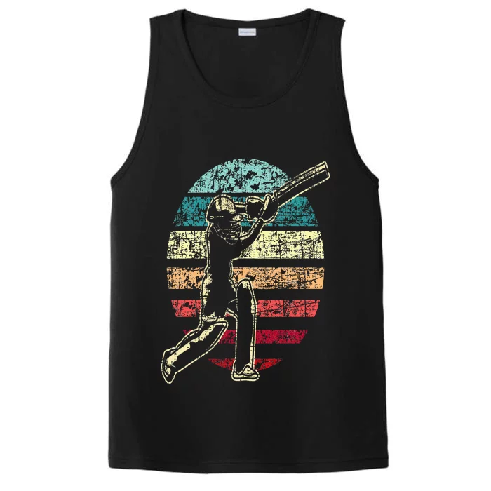 Retro Vintage Cricket Game Cricketer Cricketing Batting Performance Tank