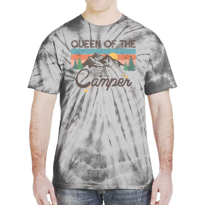 Retro Vintage Camping Women Queen Of The Camper Tie-Dye T-Shirt