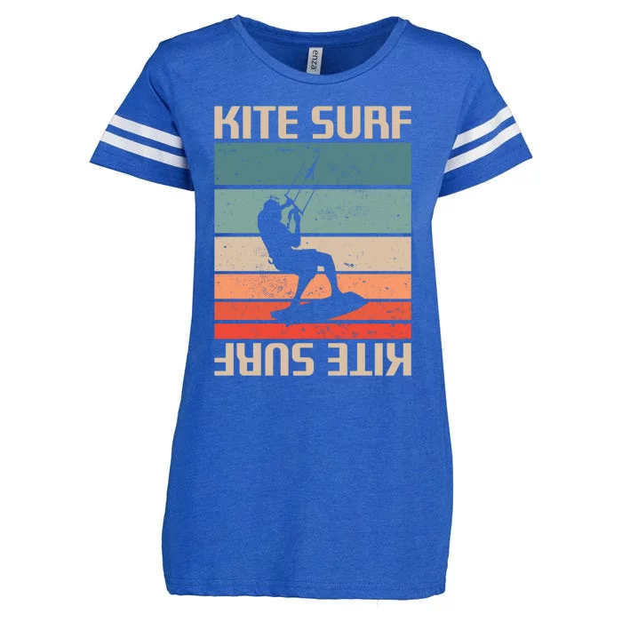 Retro Vintage Classic Kite Surf Surfing Surfer Gift Enza Ladies Jersey Football T-Shirt