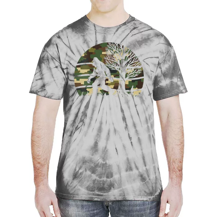 Retro Vintage Camo Big Foot Sasquatch Bigfoot Tie-Dye T-Shirt