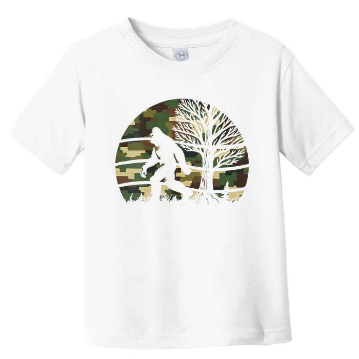 Retro Vintage Camo Big Foot Sasquatch Bigfoot Toddler T-Shirt