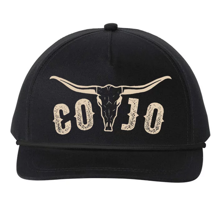 Retro Vintage Cojo Bull Skull Music Country 70s Cow Snapback Five-Panel Rope Hat