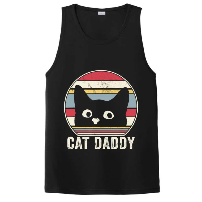 Retro Vintage Cat Daddy Funny Cat Dad Gifts Father's Day Performance Tank