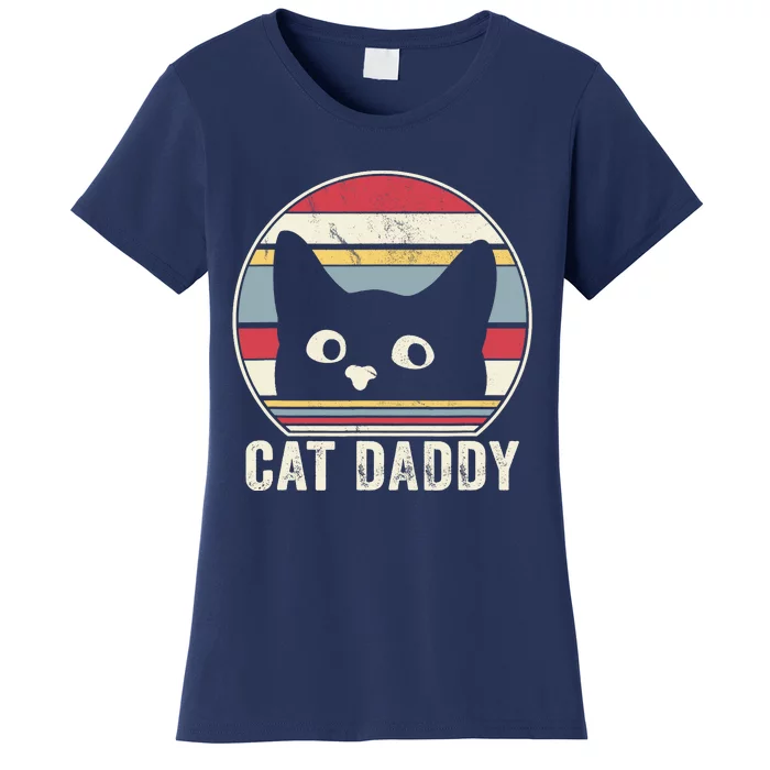 Retro Vintage Cat Daddy Funny Cat Dad Gifts Father's Day Women's T-Shirt