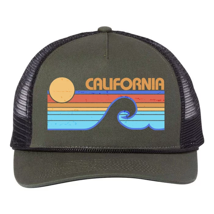 Retro Vintage California Sunset Wave Retro Rope Trucker Hat Cap